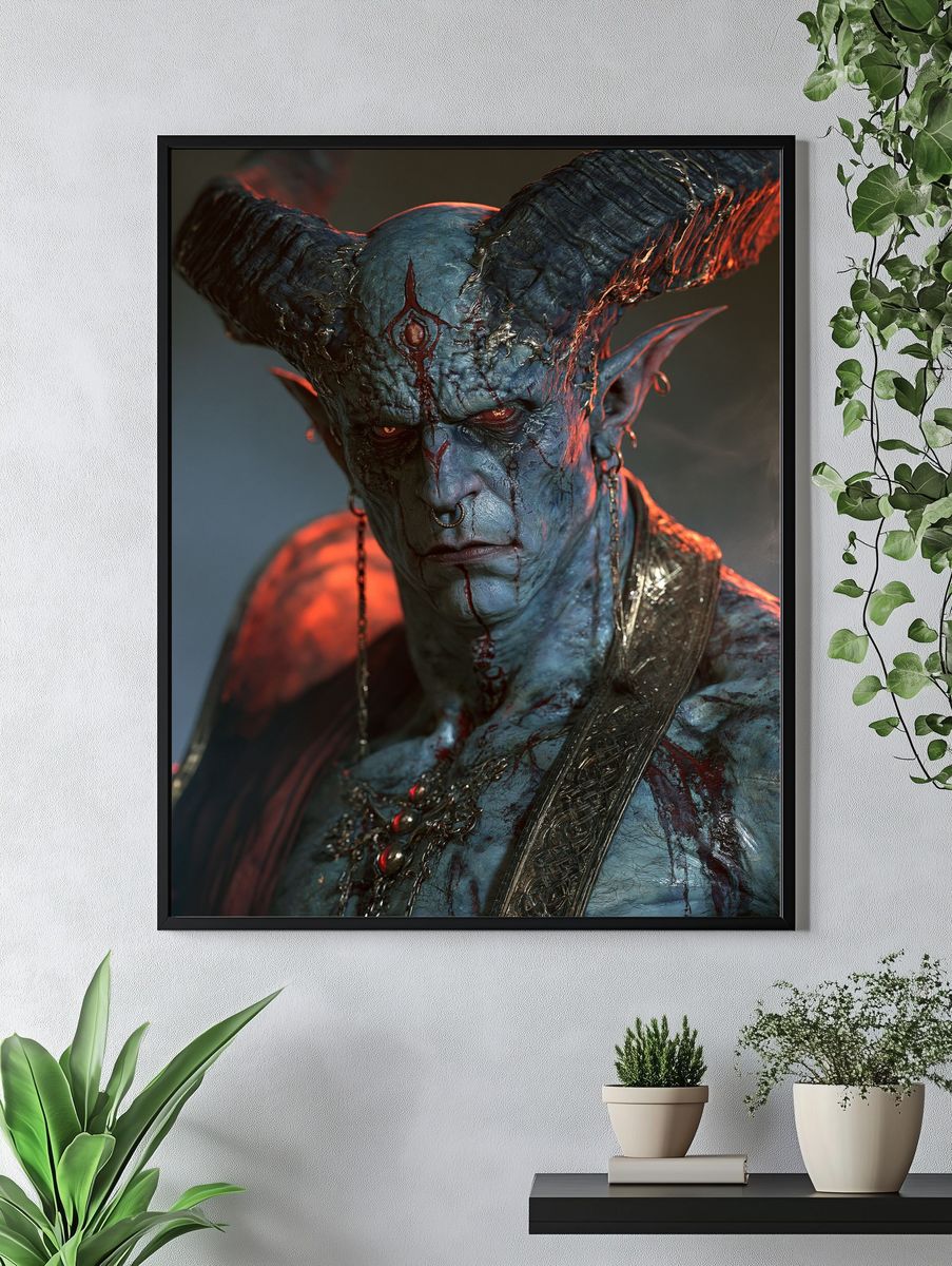 Demonic Horned Portrait — Fantasy Print. — room view 4