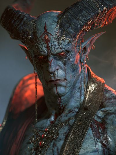 Demonic Horned Portrait — Fantasy Print.
