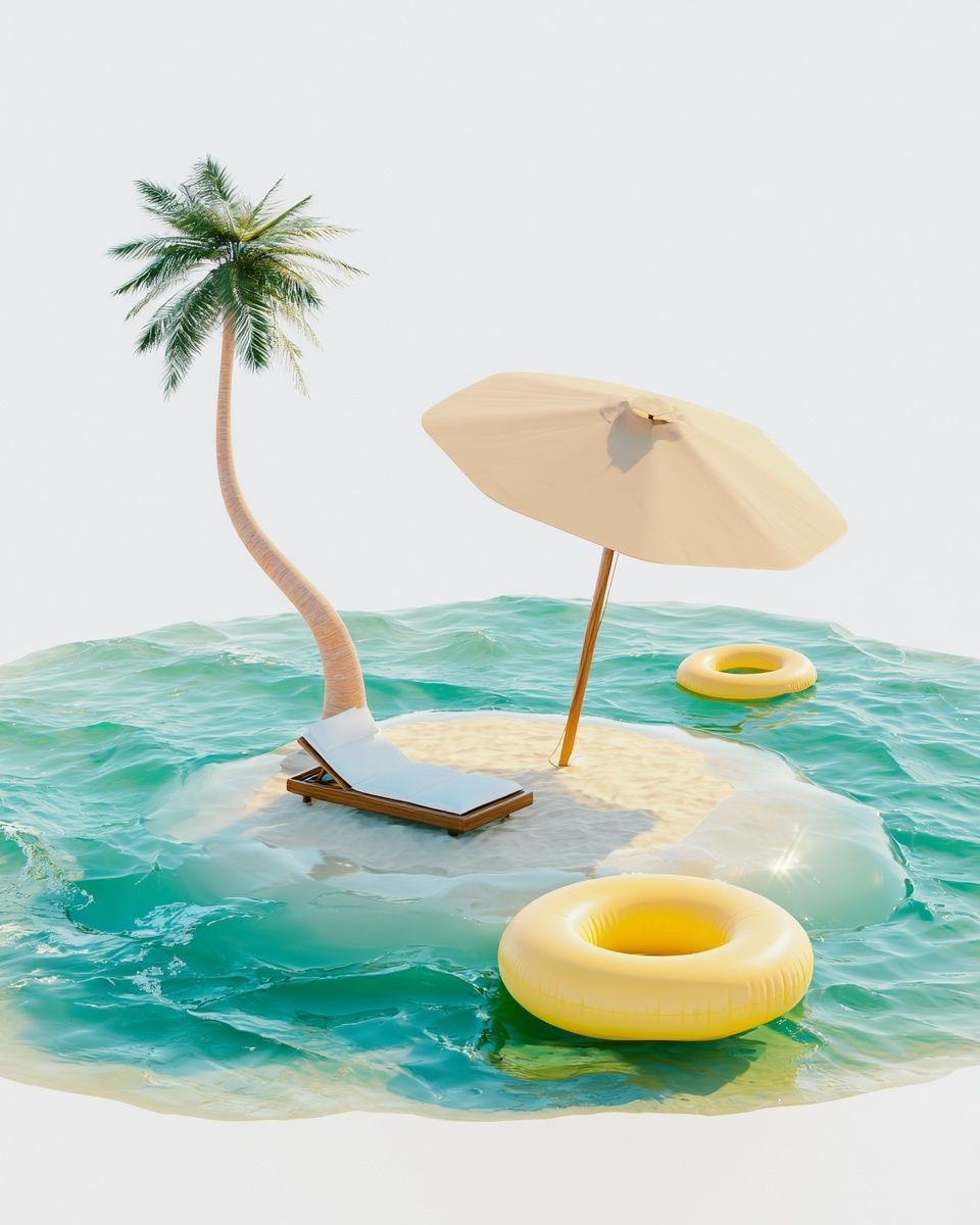 Tropical Island Escape Illustration Print. poster — illustration art