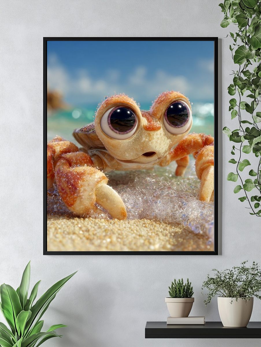 Cute Crab Beach Illustration Poster. — room view 4