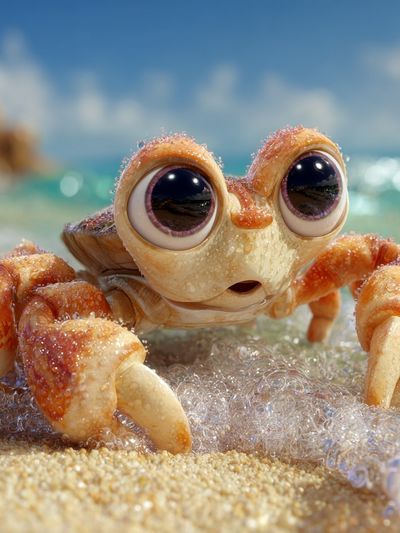 Cute Crab Beach Illustration Poster. poster