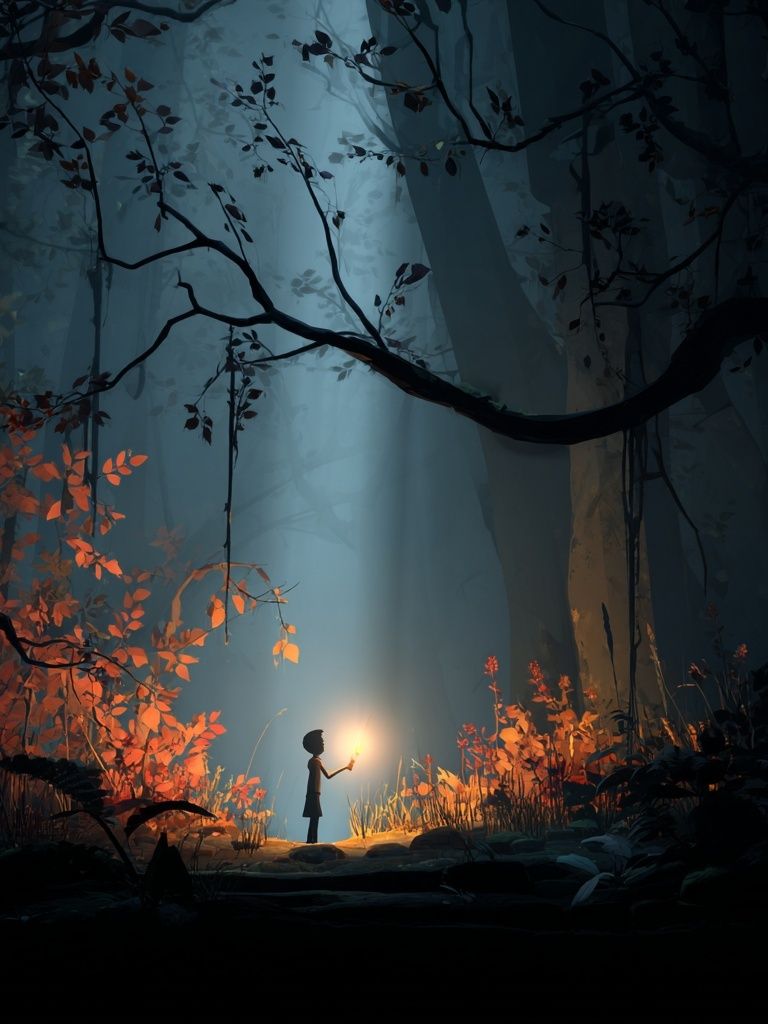 Lantern in the Forest Illustration Poster. poster — illustration art