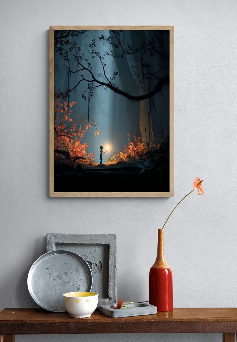 Lantern in the Forest Illustration Poster. — room view 3