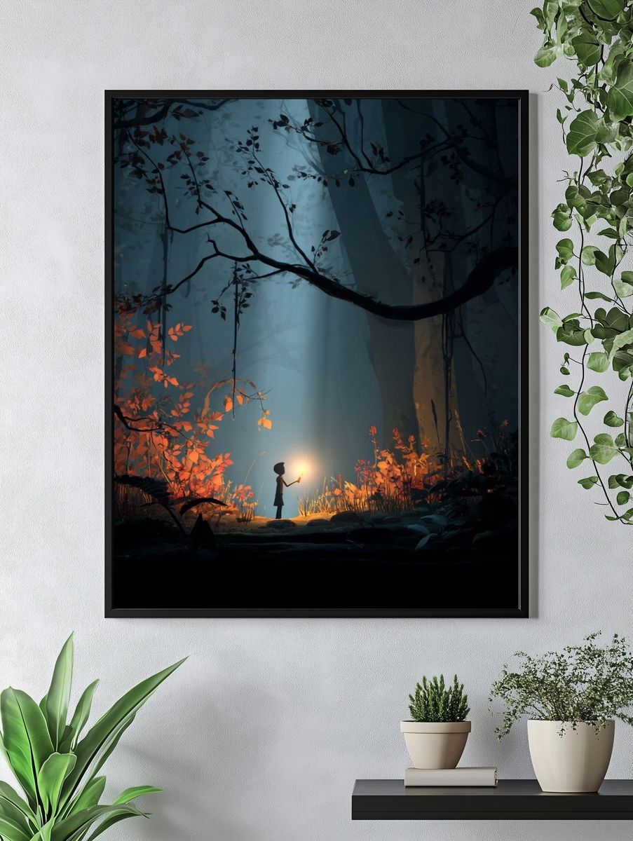 Lantern in the Forest Illustration Poster. — room view 4