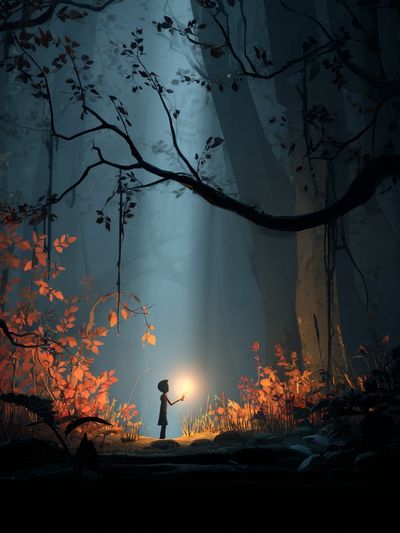 Lantern in the Forest Illustration Poster. poster