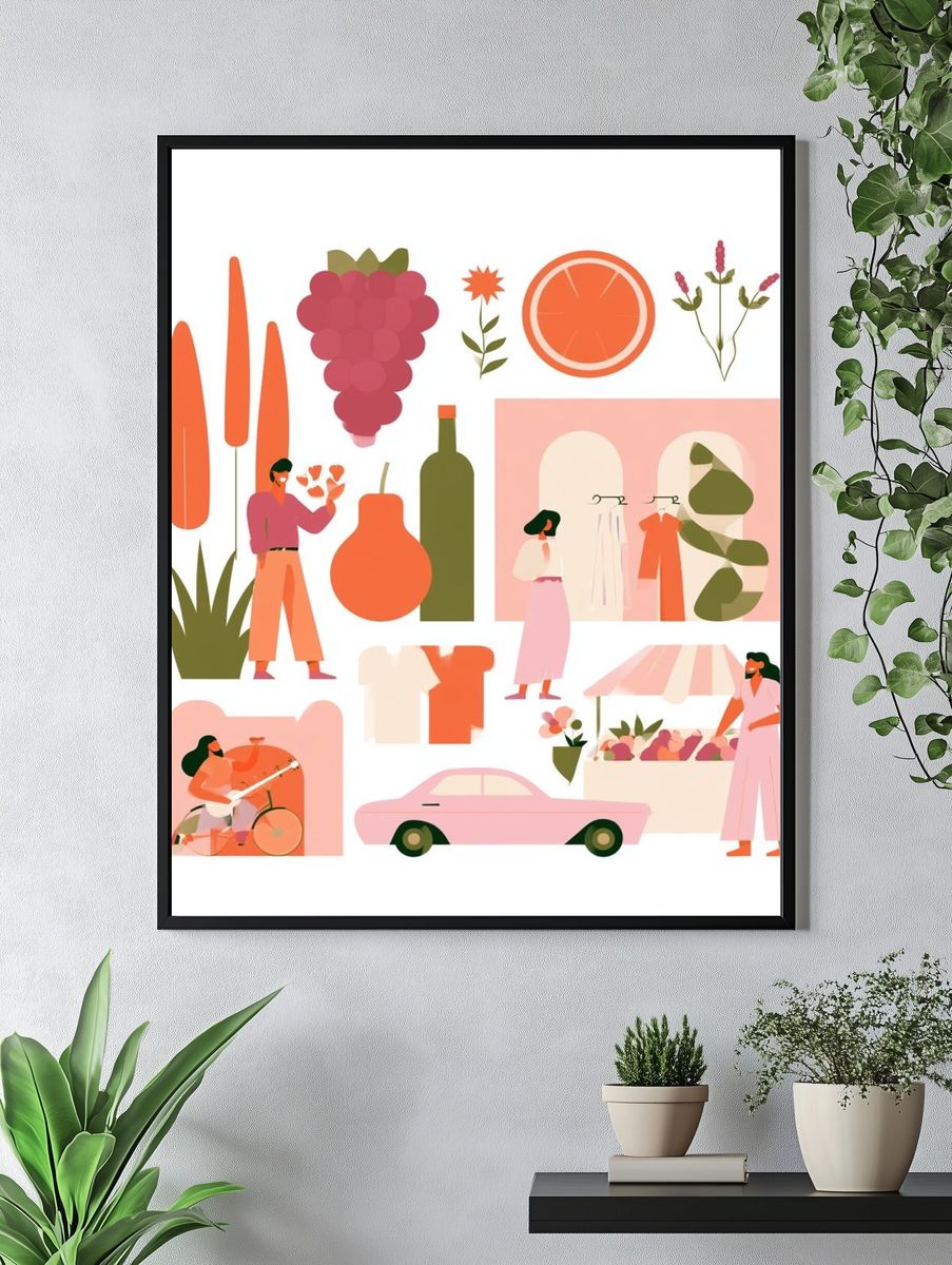 Retro Lifestyle Collage Print. — room view 4