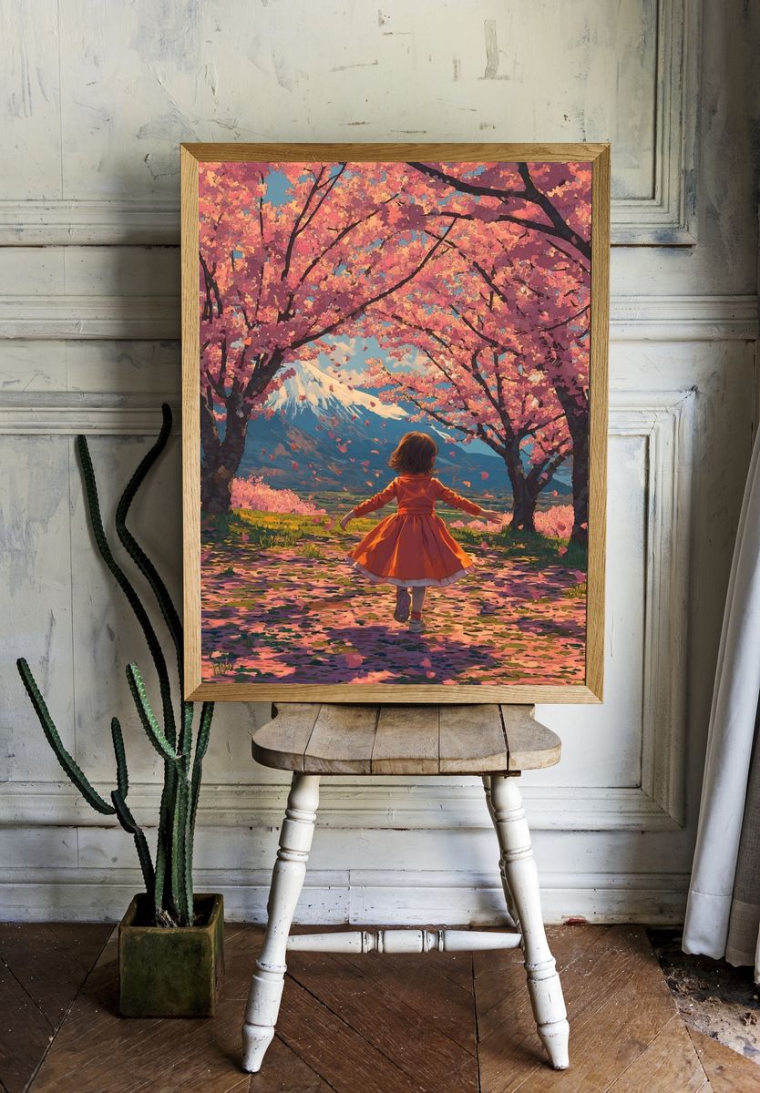 Cherry Blossom Mountain Dream Poster. room preview