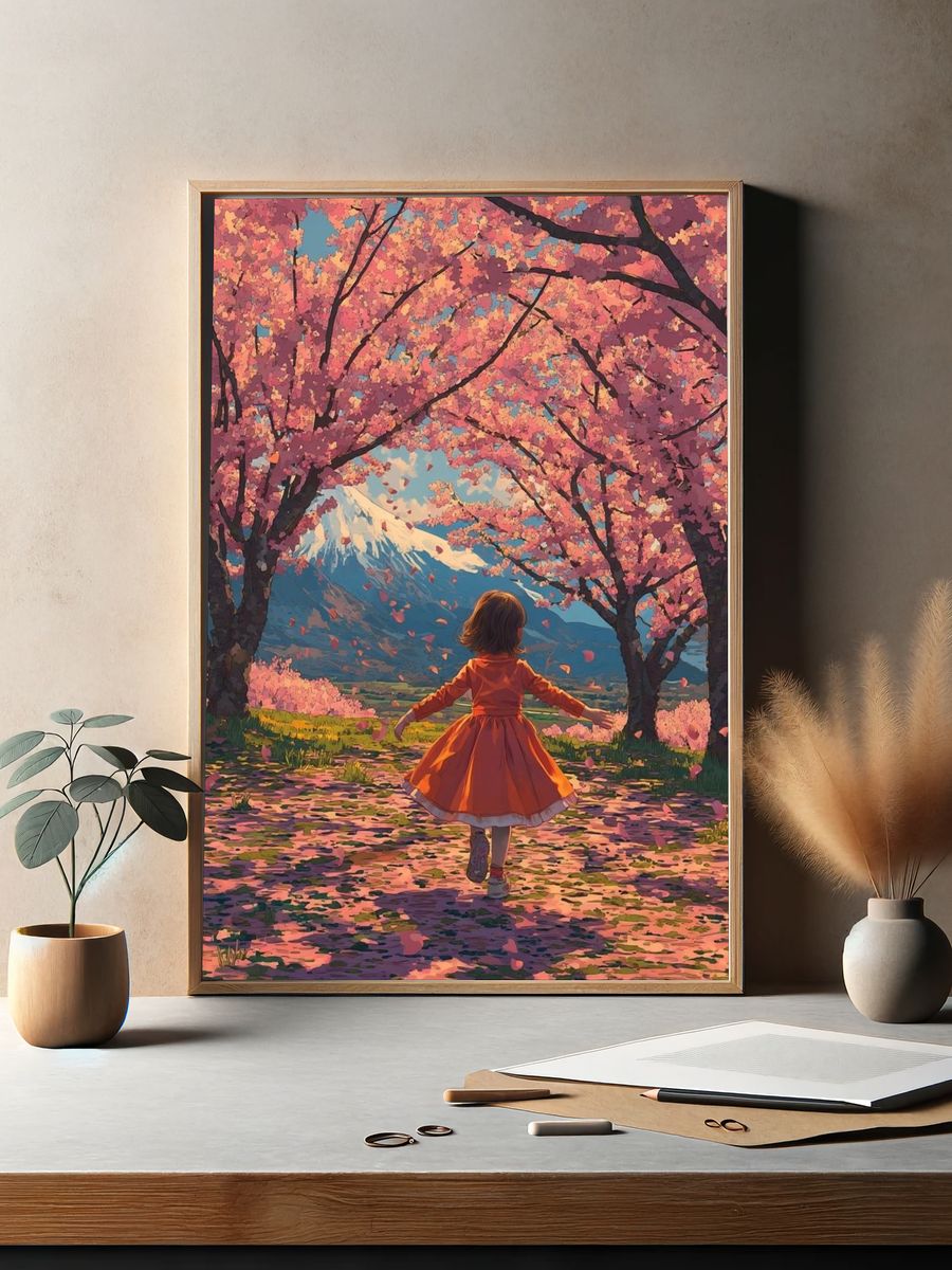 Cherry Blossom Mountain Dream Poster. — room view 2