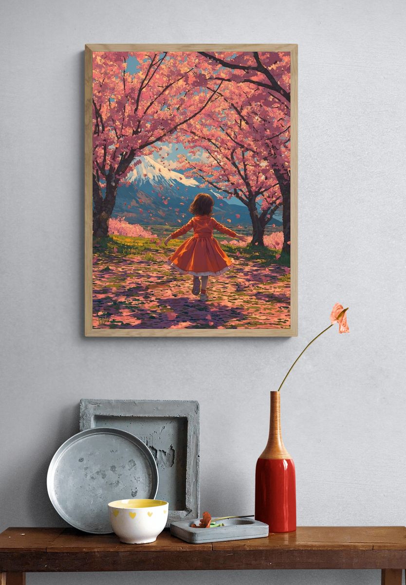 Cherry Blossom Mountain Dream Poster. — room view 3