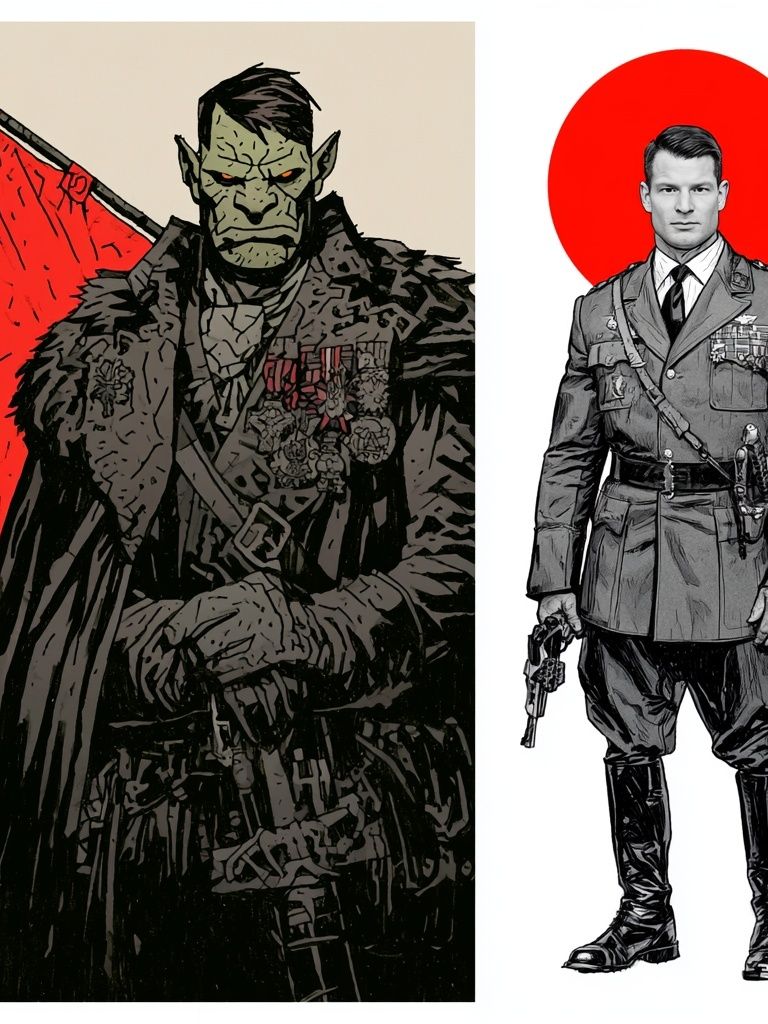 Warrior and Officer Illustration Poster. poster detail
