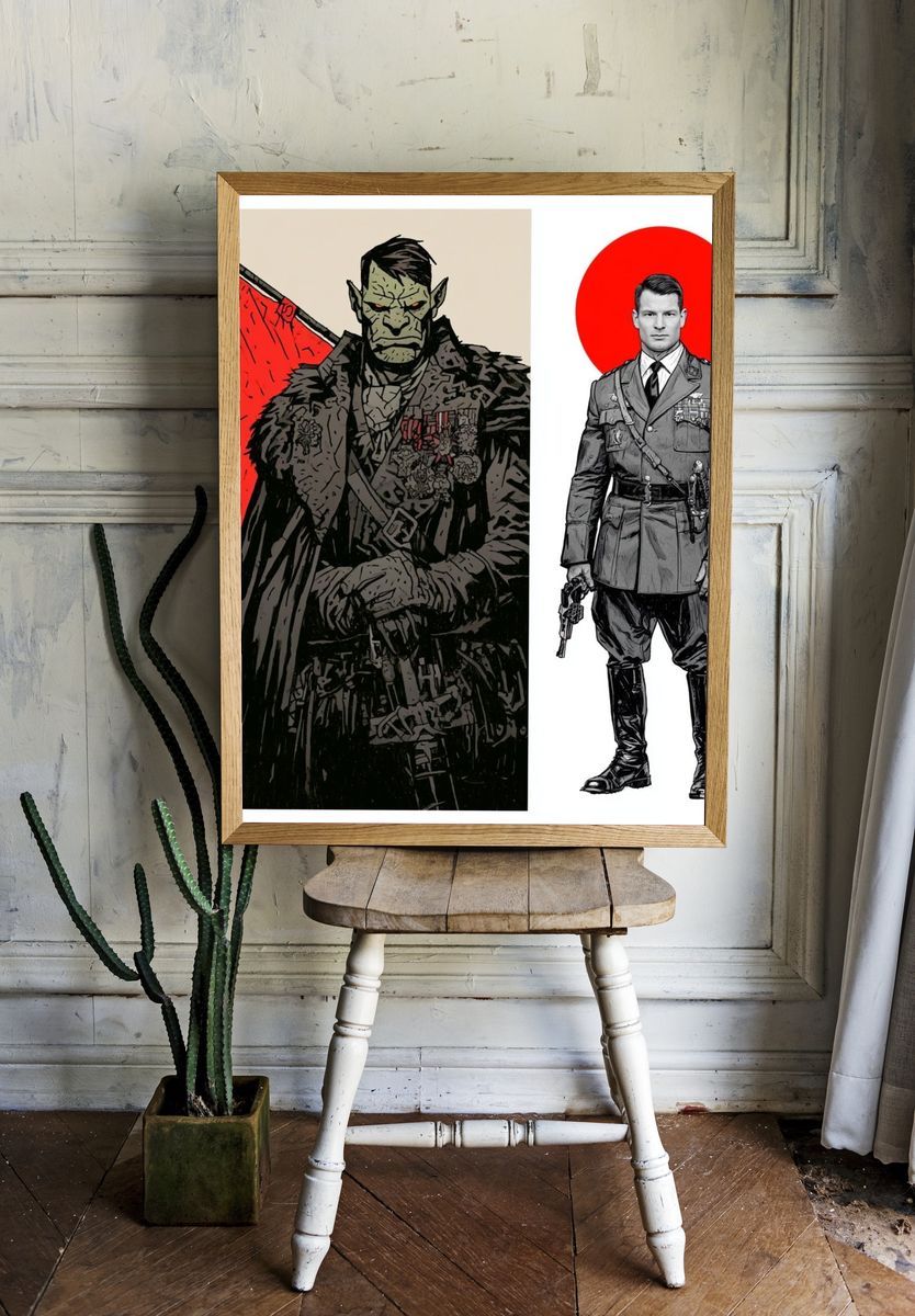 Warrior and Officer Illustration Poster. — room view 1