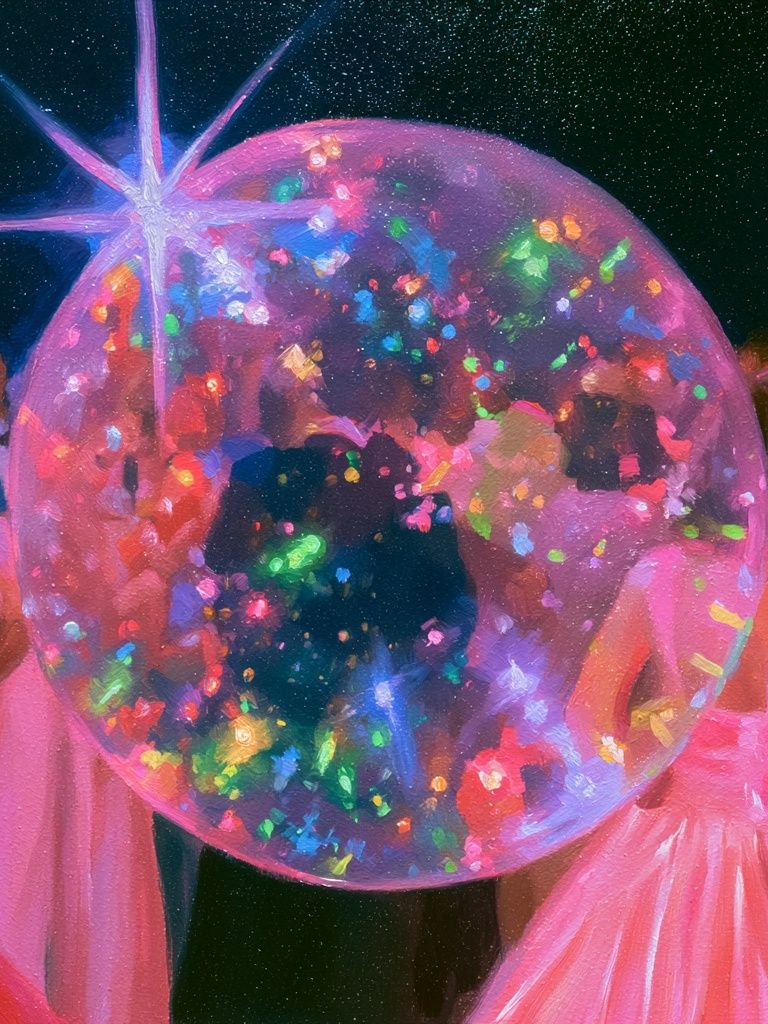 Neon Disco Ball Dance Poster. poster detail