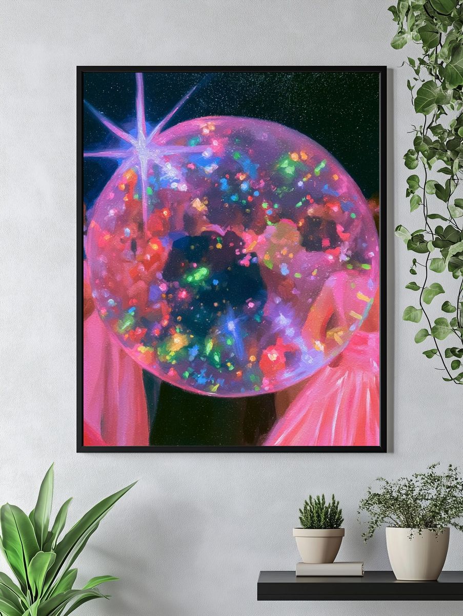 Neon Disco Ball Dance Poster. — room view 4