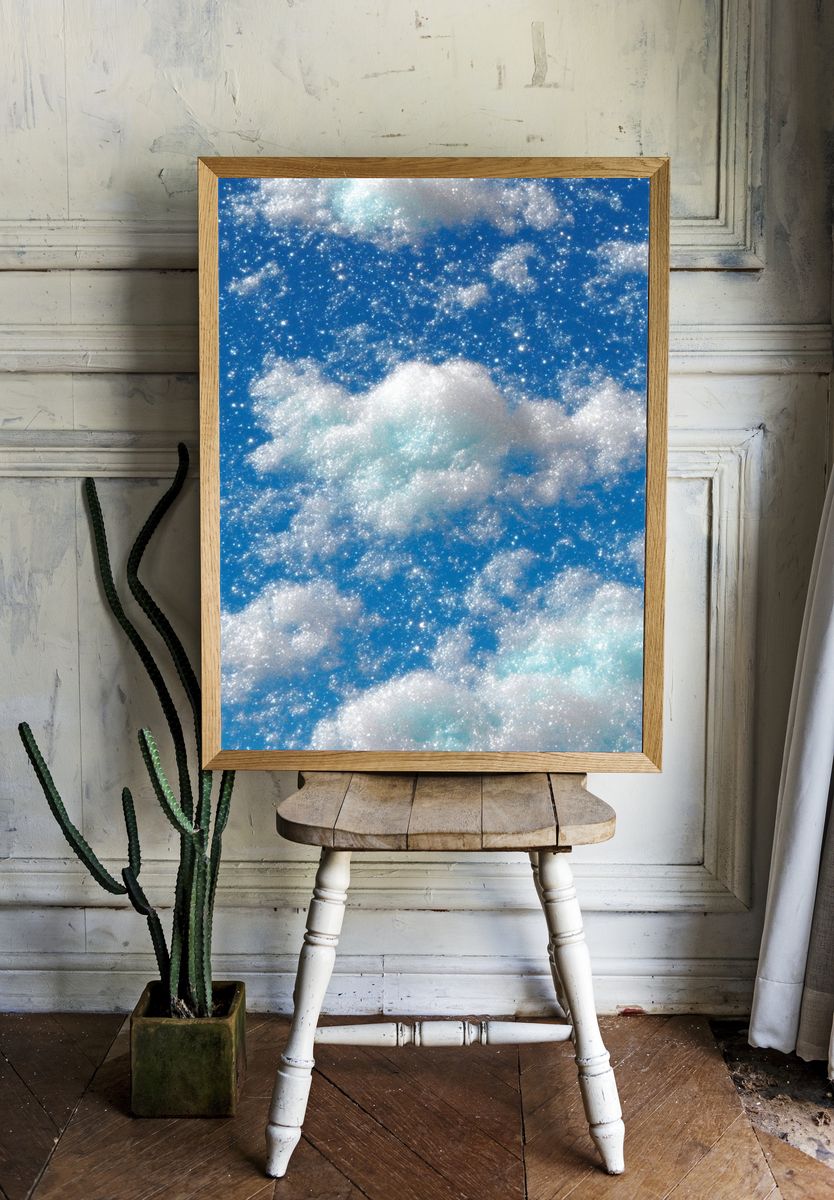 Dreamy Cloud Sky Illustration Poster. — room view 1