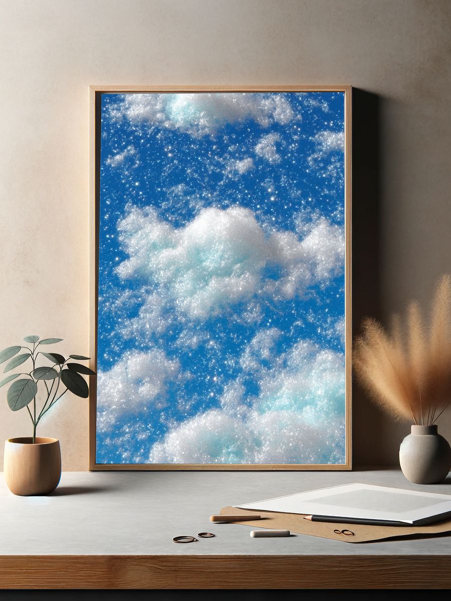 Dreamy Cloud Sky Illustration Poster. — room view 2