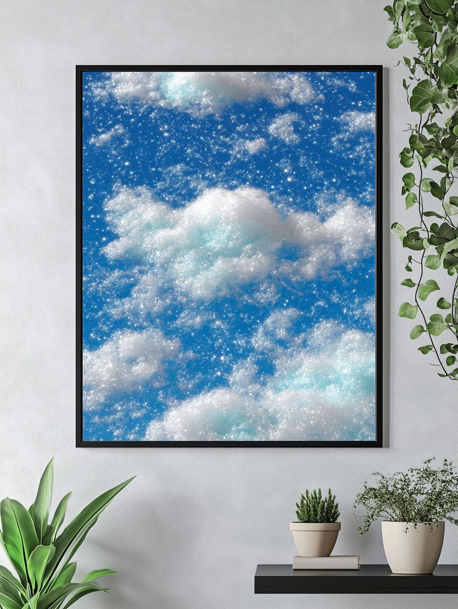 Dreamy Cloud Sky Illustration Poster. — room view 4