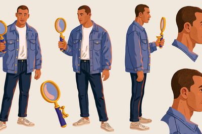 Man with Magnifying Glass Illustration Poster.