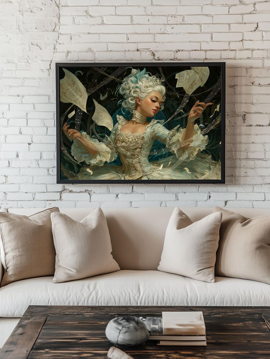 Baroque Music Muse Illustration Poster. — room view 1