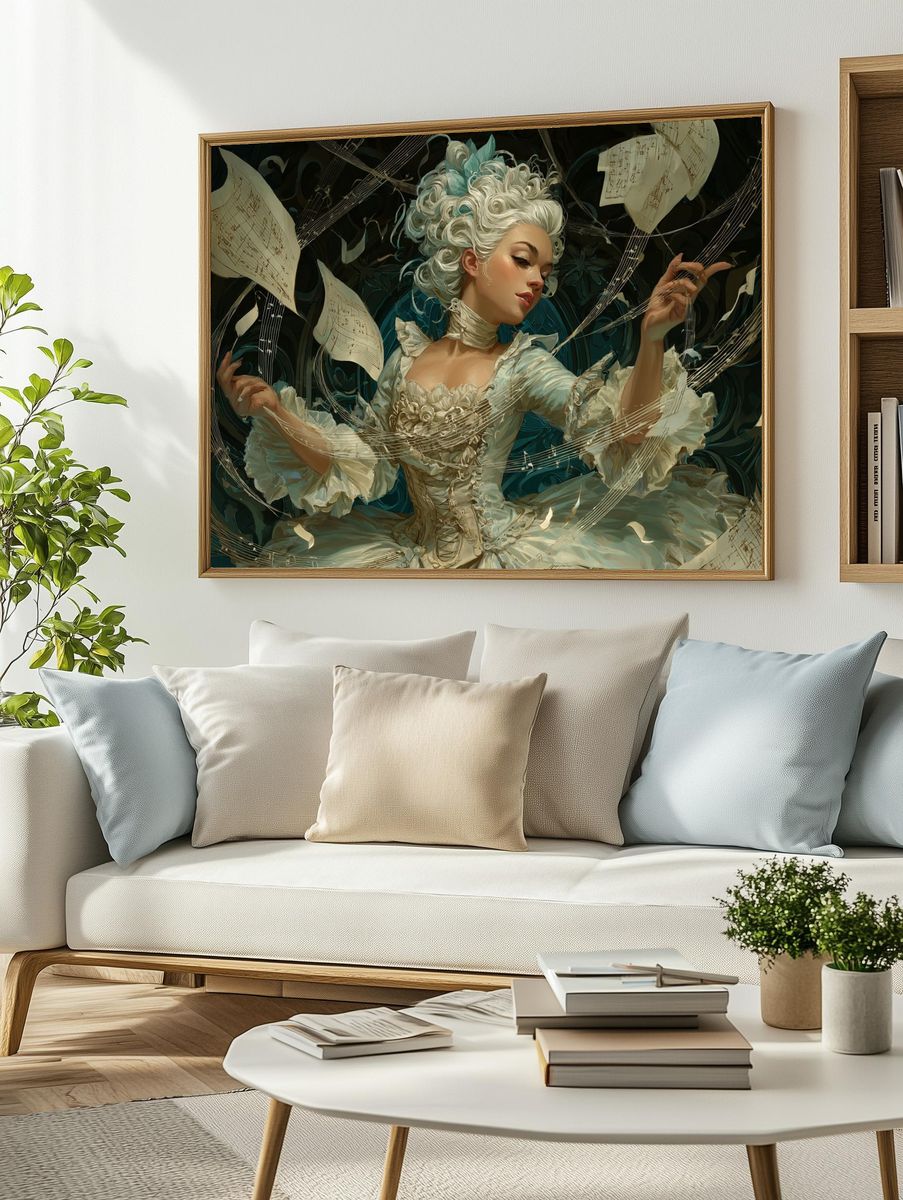 Baroque Music Muse Illustration Poster. — room view 2