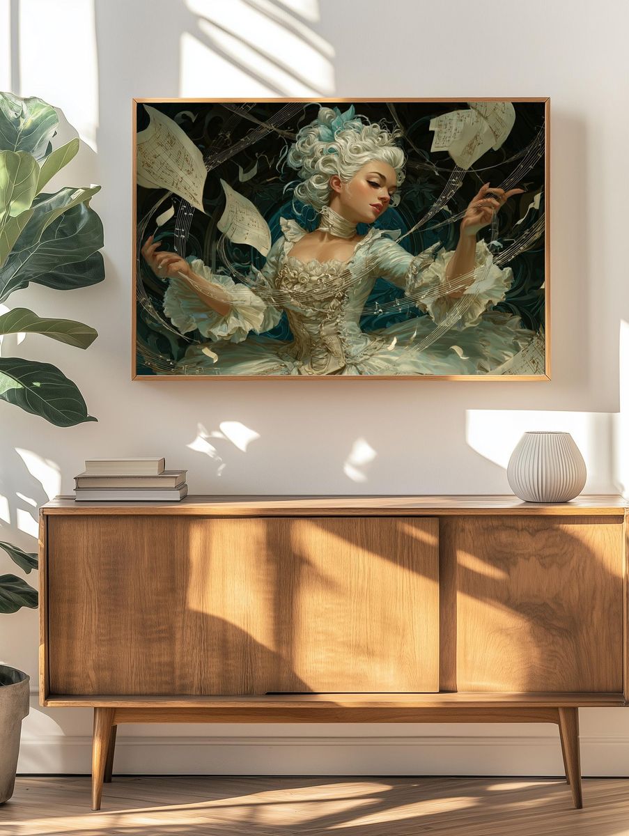 Baroque Music Muse Illustration Poster. — room view 3