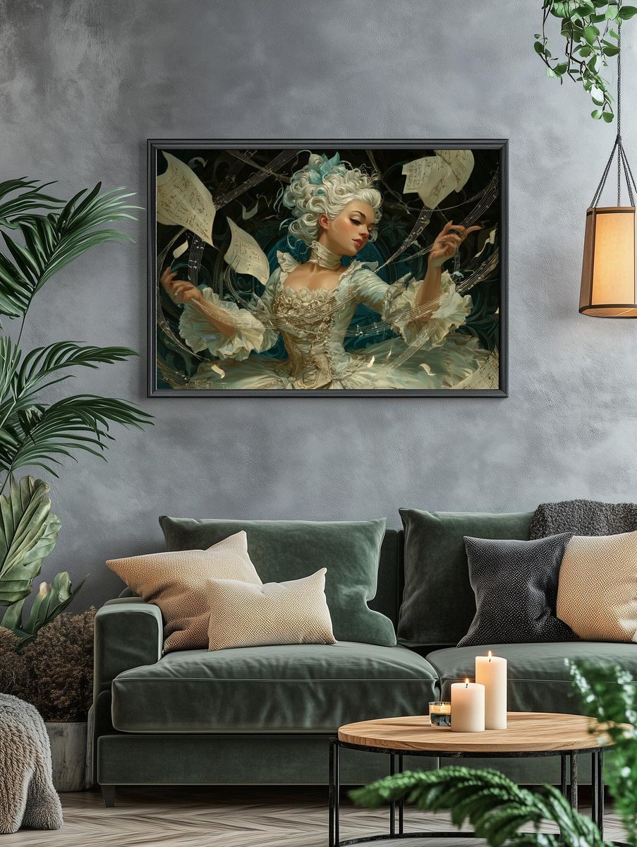 Baroque Music Muse Illustration Poster. — room view 4