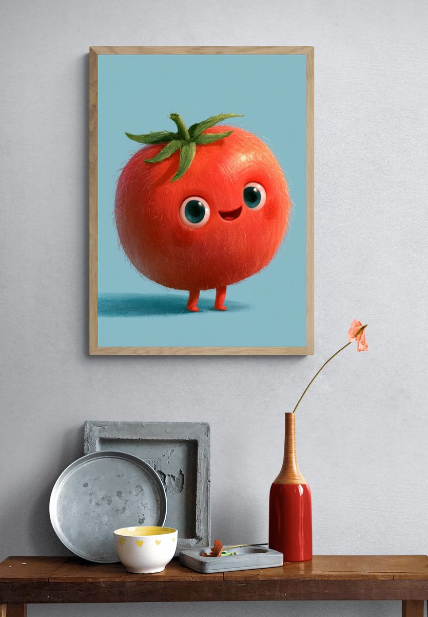 Cute Tomato Character Illustration Poster. — room view 3