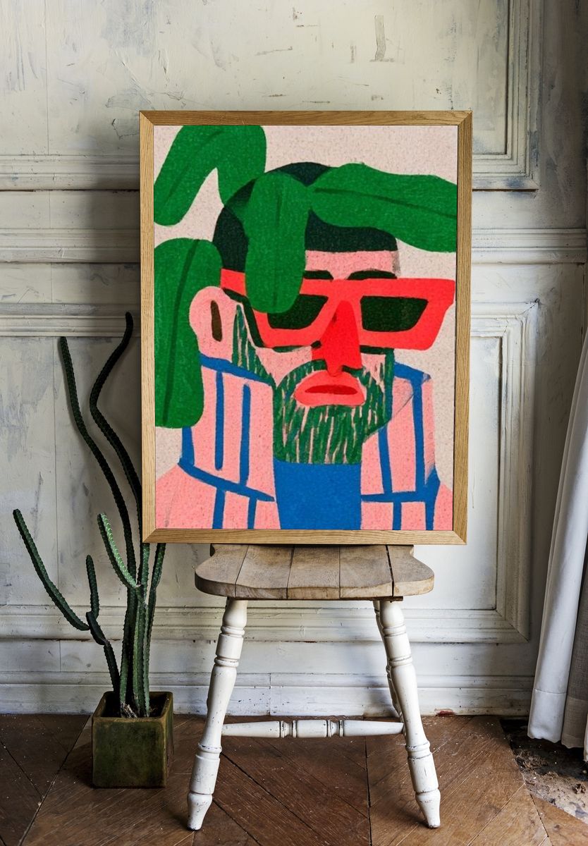 Abstract Face Illustration Poster. — room view 1