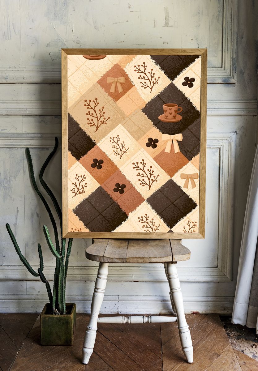Cozy Boho Patchwork Poster. room preview