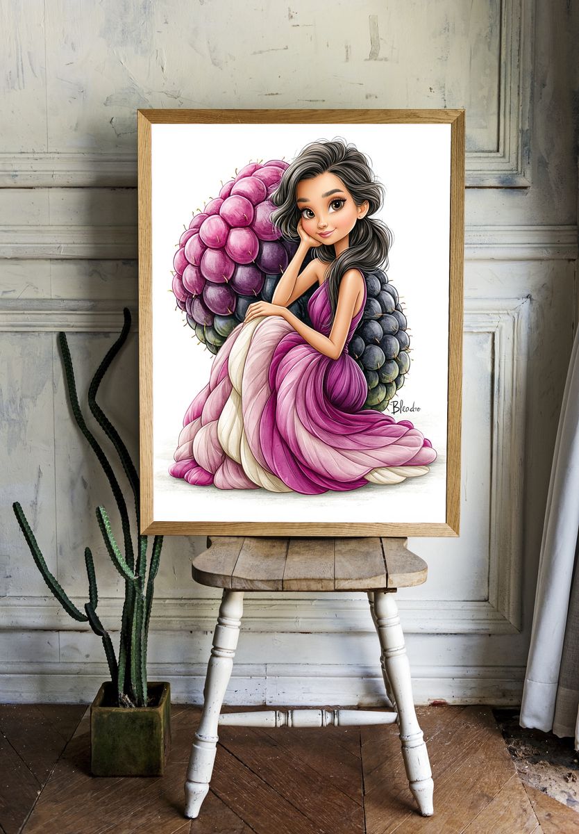 Grape Princess Illustration Poster. — room view 1