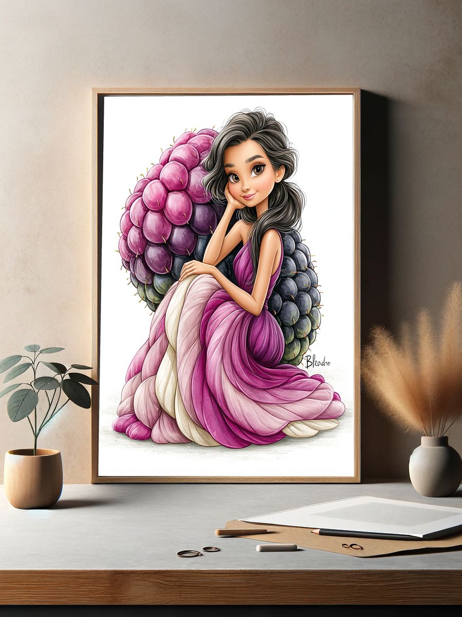 Grape Princess Illustration Poster. — room view 2