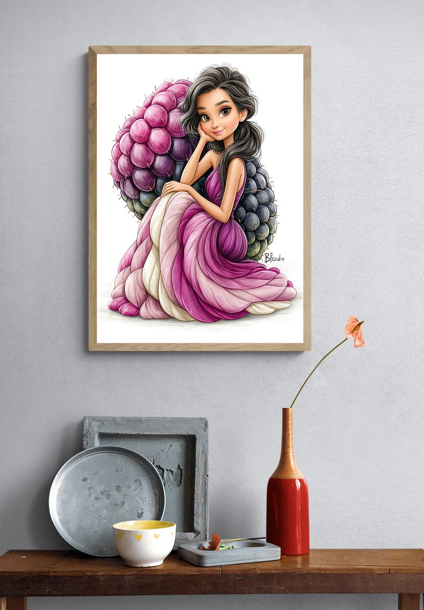 Grape Princess Illustration Poster. — room view 3