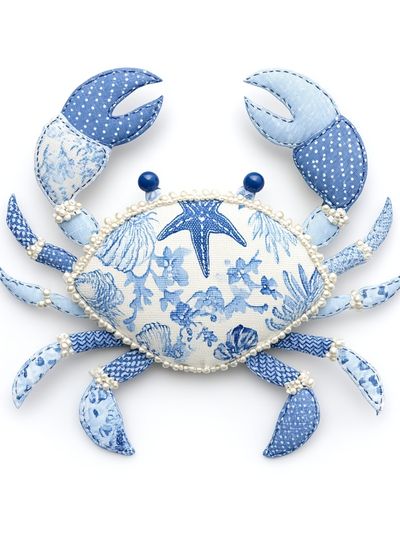 Blue Crab Coastal Illustration Poster.
