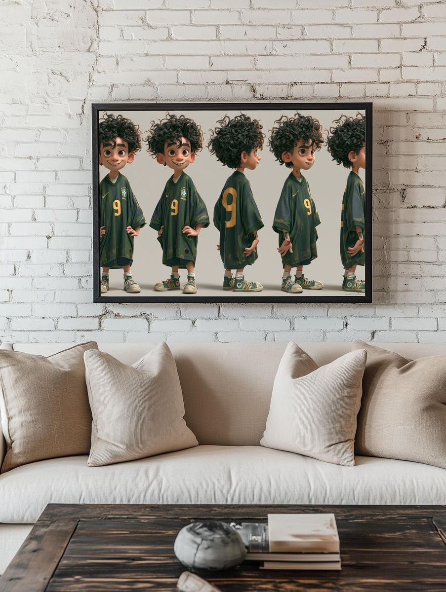 Brazil Soccer Boy Character Poster. — room view 1