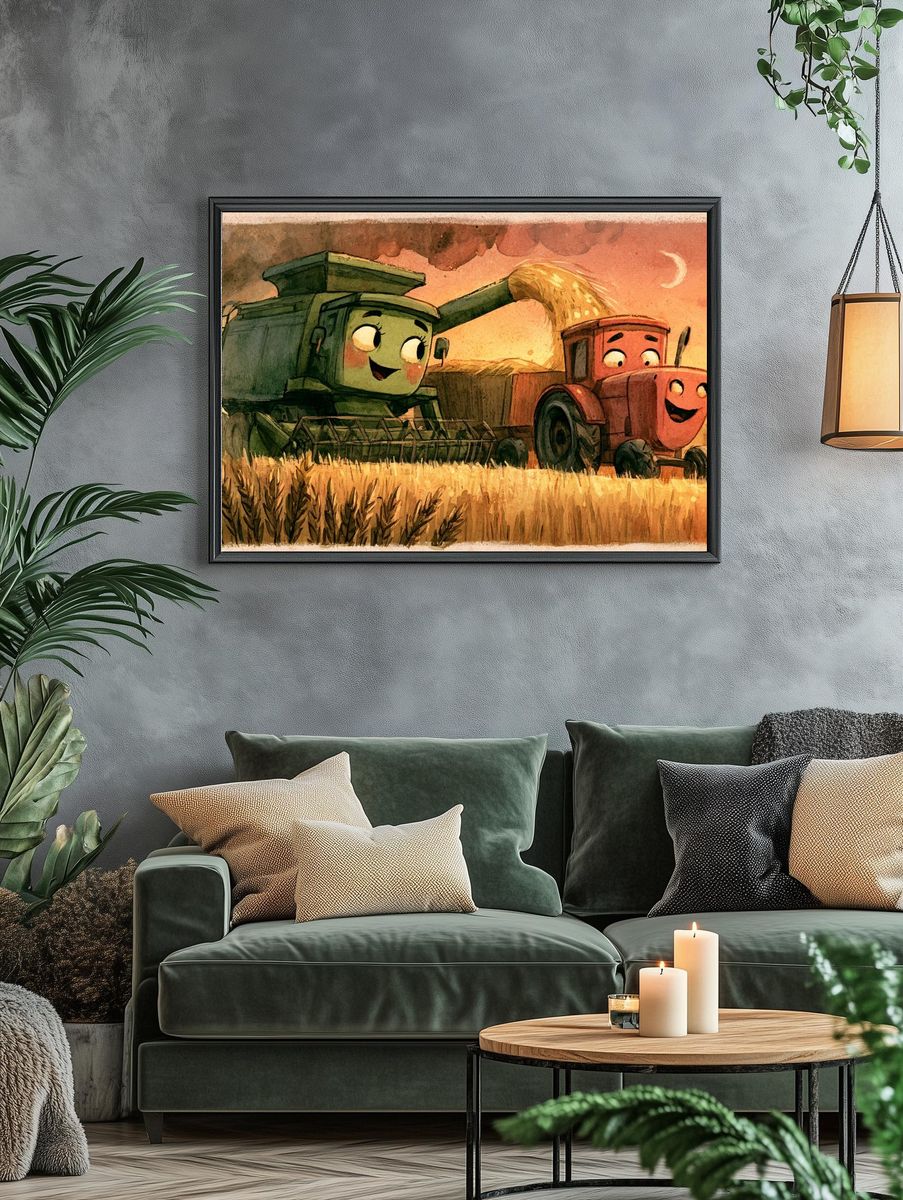 Smiling Farm Harvest Illustration Poster. — room view 4
