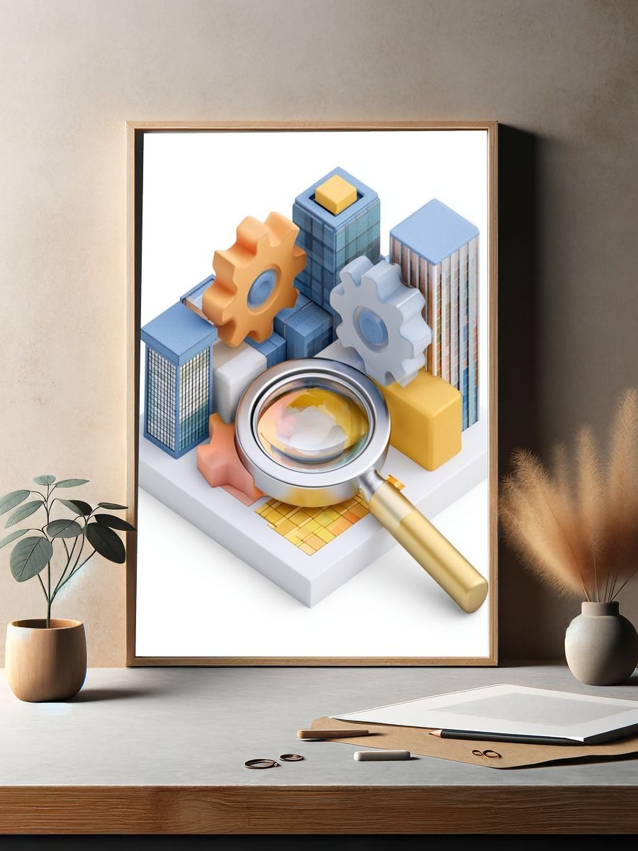 City Search 3D Illustration Poster. — room view 2