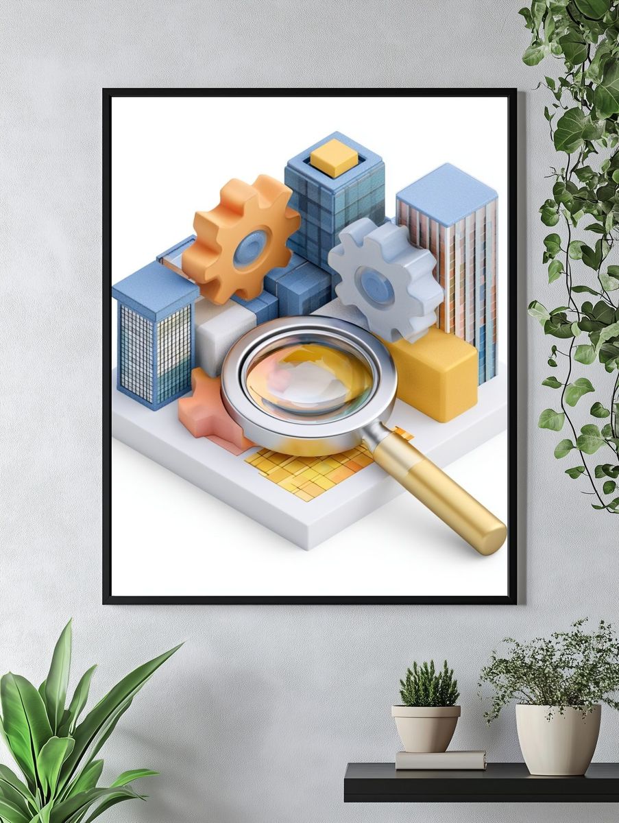 City Search 3D Illustration Poster. — room view 4