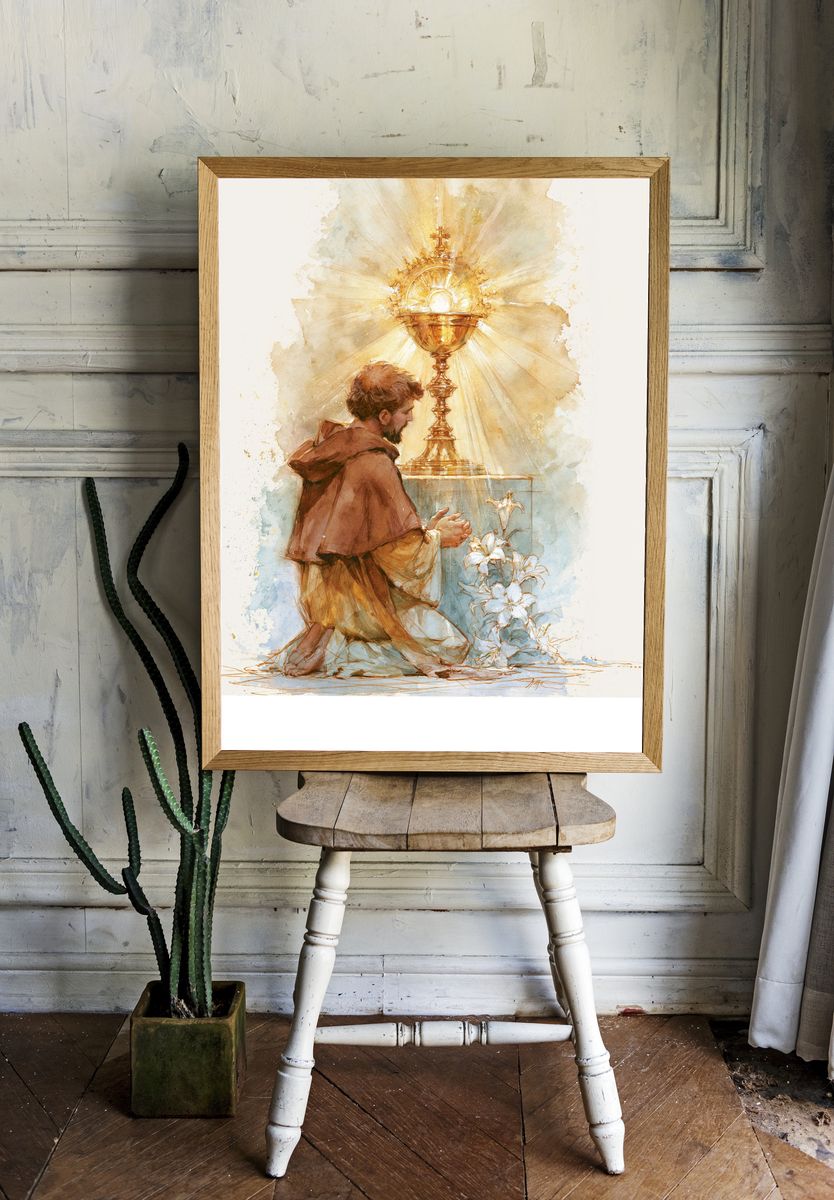 Adoration of the Eucharist Watercolor Poster. room preview