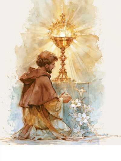 Adoration of the Eucharist Watercolor Poster. poster