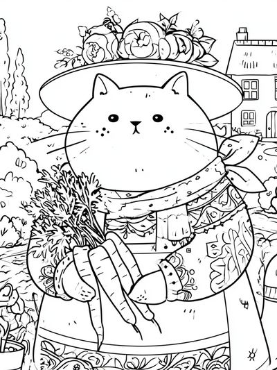 Garden Cat Line-Art Poster.