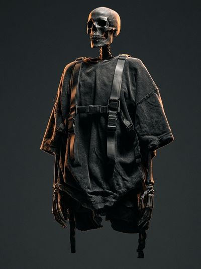 Dark Skeleton Figure Illustration Poster.