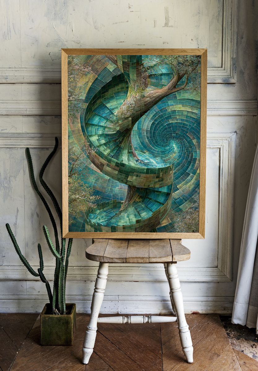 Spiral Tree Mosaic Illustration Poster. room preview