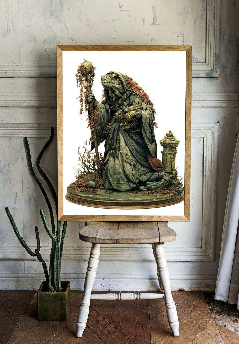 Mystic Turtle Sage Illustration Print. — room view 1