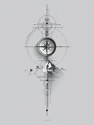 Mountain Compass Minimalist Print.