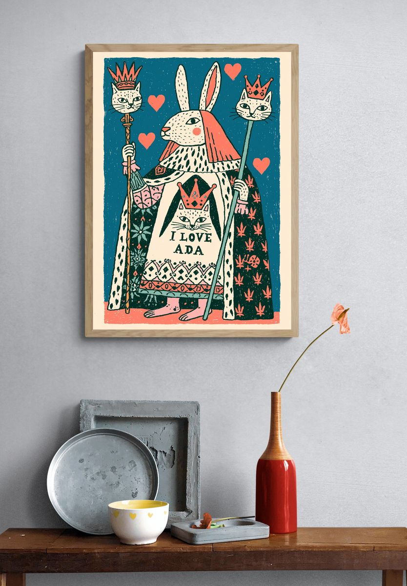 I Love Ada Cat Queen Poster. — room view 3