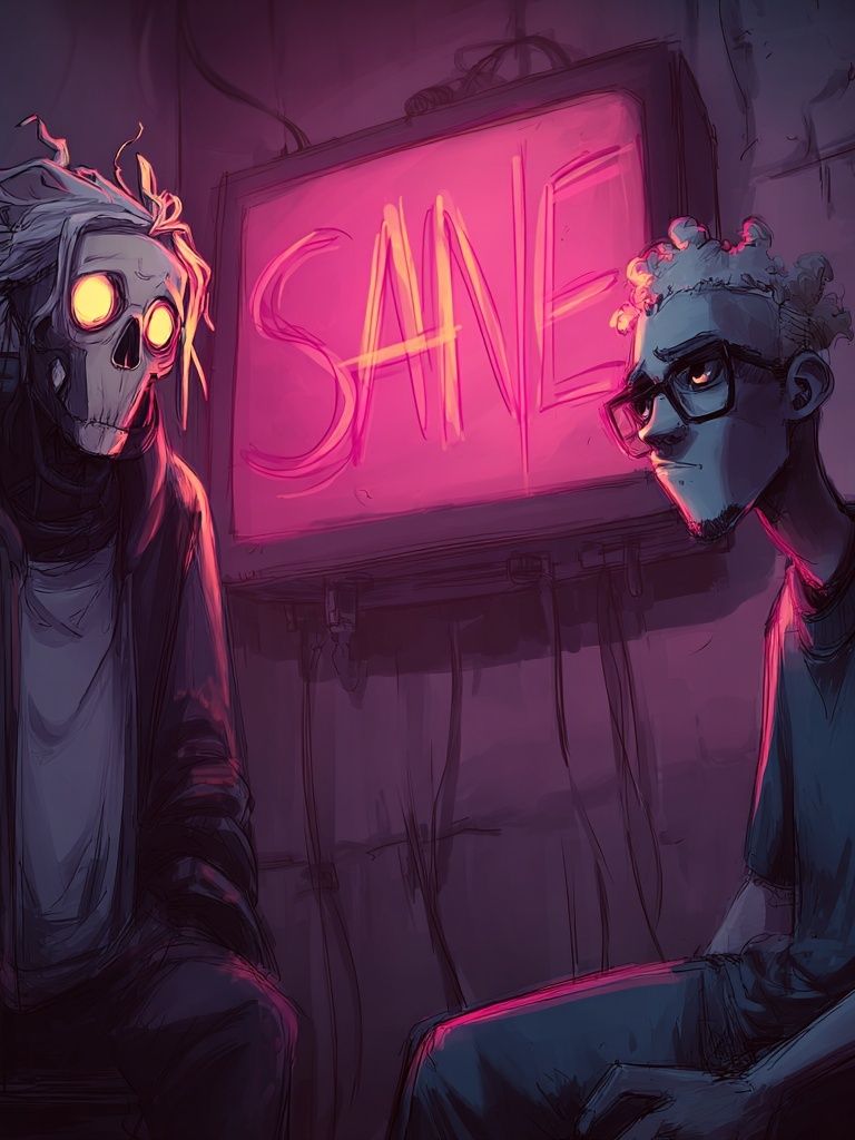 Neon Sale Figures Illustration Poster. poster detail