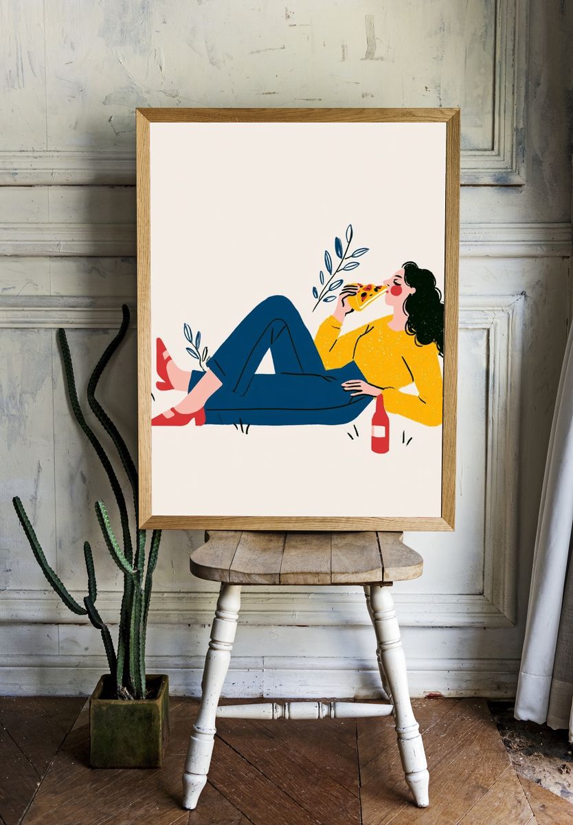 Pizza Break Illustration Poster. room preview
