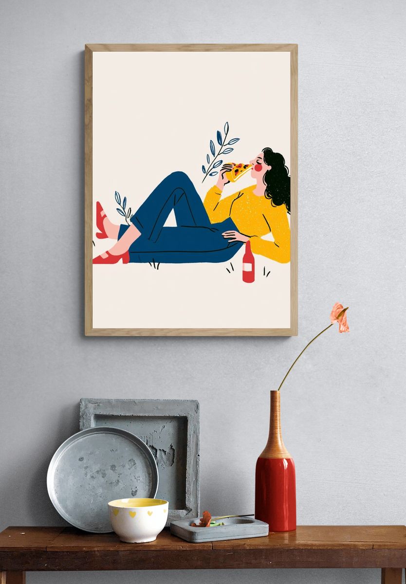 Pizza Break Illustration Poster. — room view 3