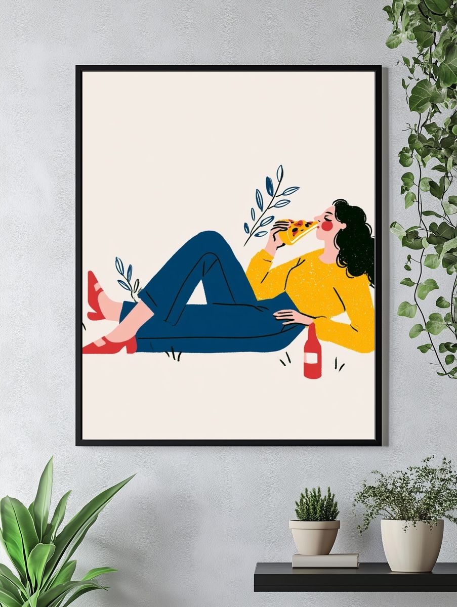 Pizza Break Illustration Poster. — room view 4
