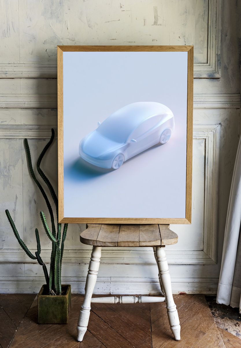 Futuristic Electric Car Illustration Poster. room preview