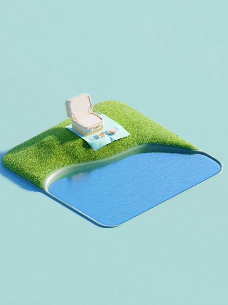 Picnic Island Minimalist Print. poster detail